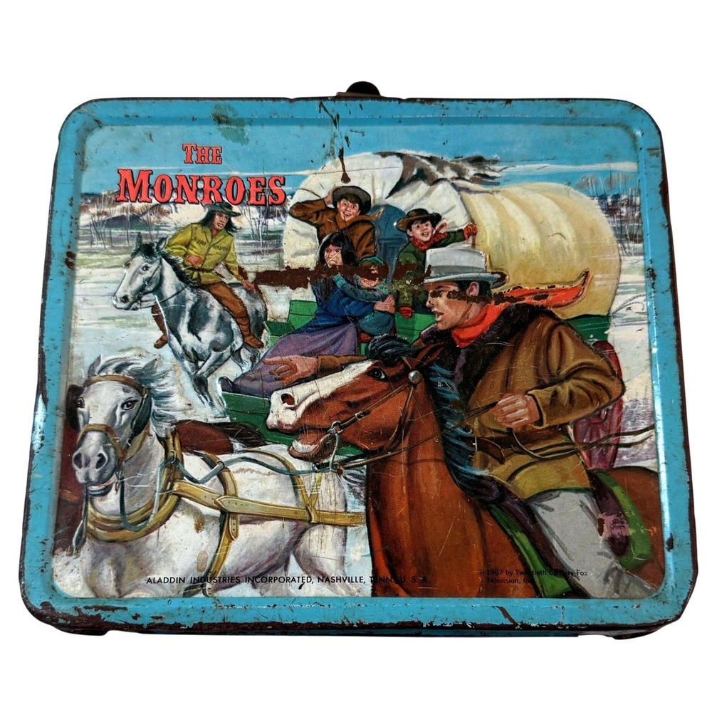 Vintage 1967 The Monroes Aladdin Metal Lunch Box Blue Western TV Fox Nostalgic